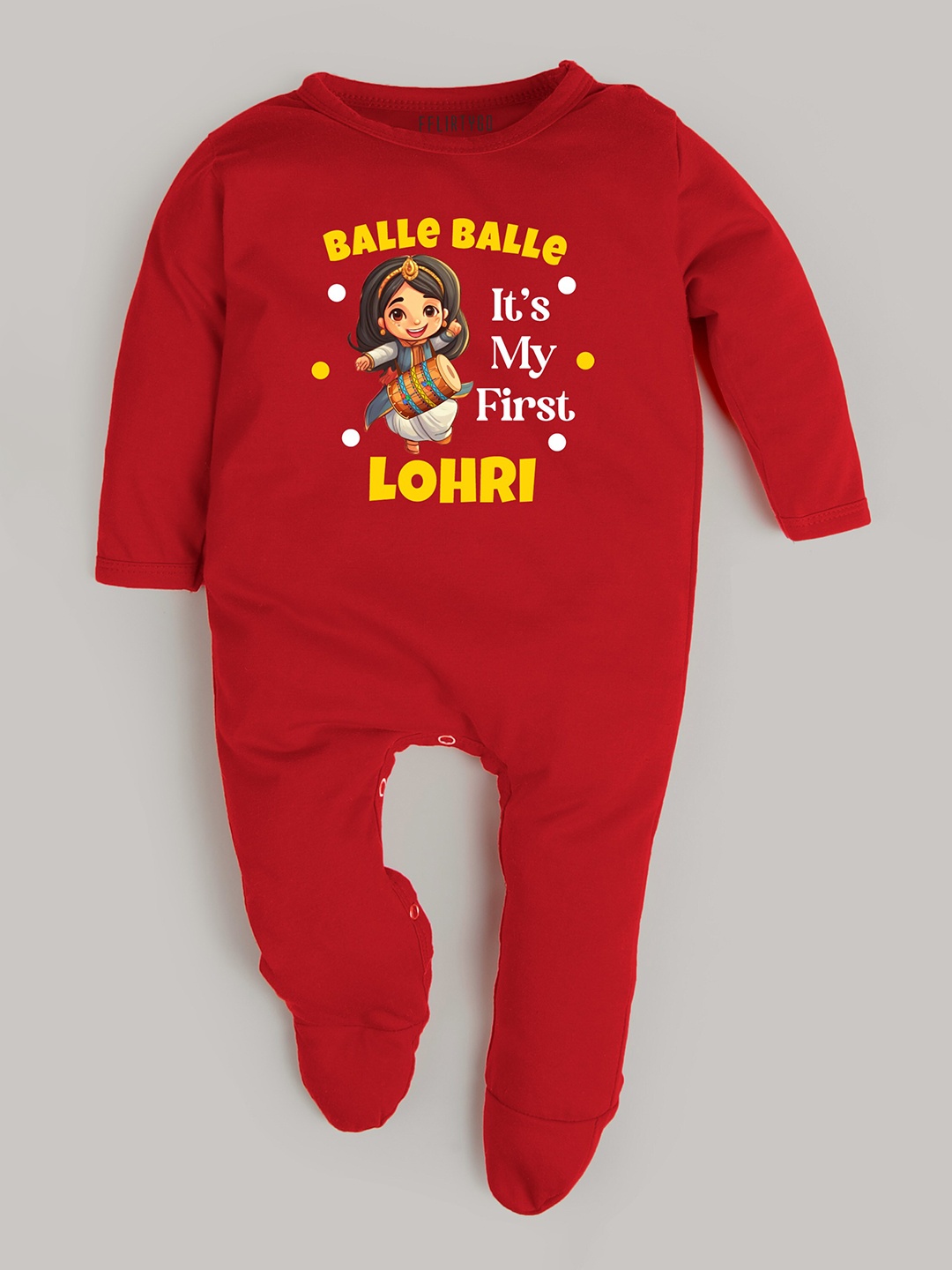 

FFLIRTYGO Infants Typography Printed Pure Cotton Sleepsuit, Red