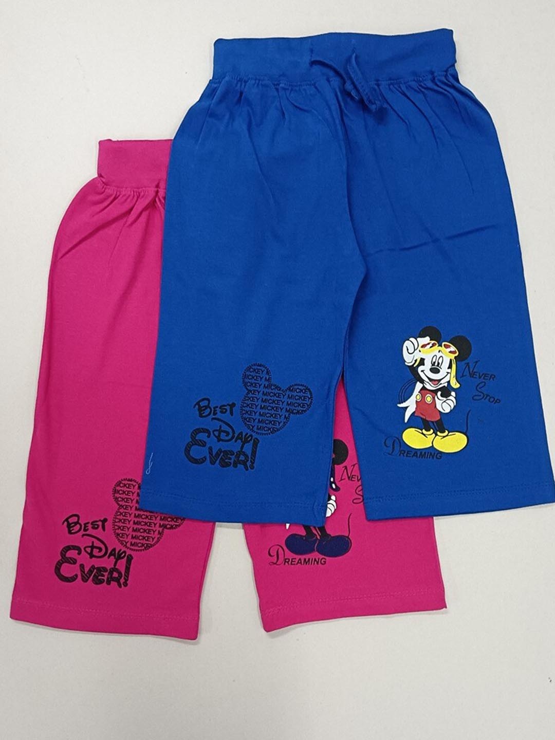 

BAESD Girls Mickey Mouse Printed Pure Cotton Capris, Blue