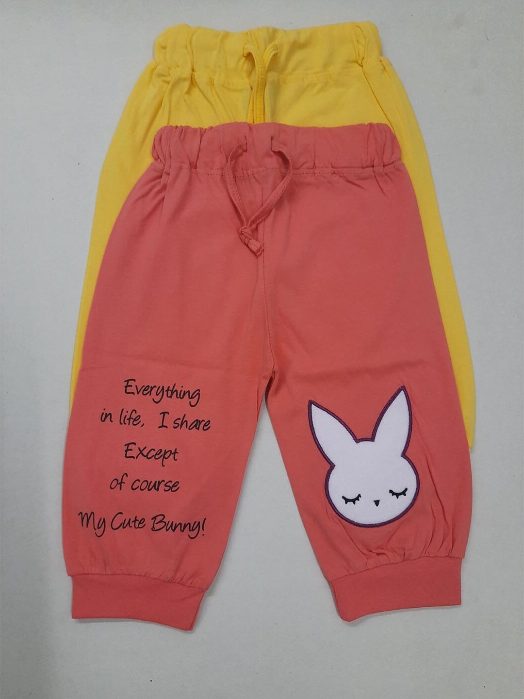 

BAESD Girls Pack Of 2 Typography Printed Pure Cotton Capris, Coral