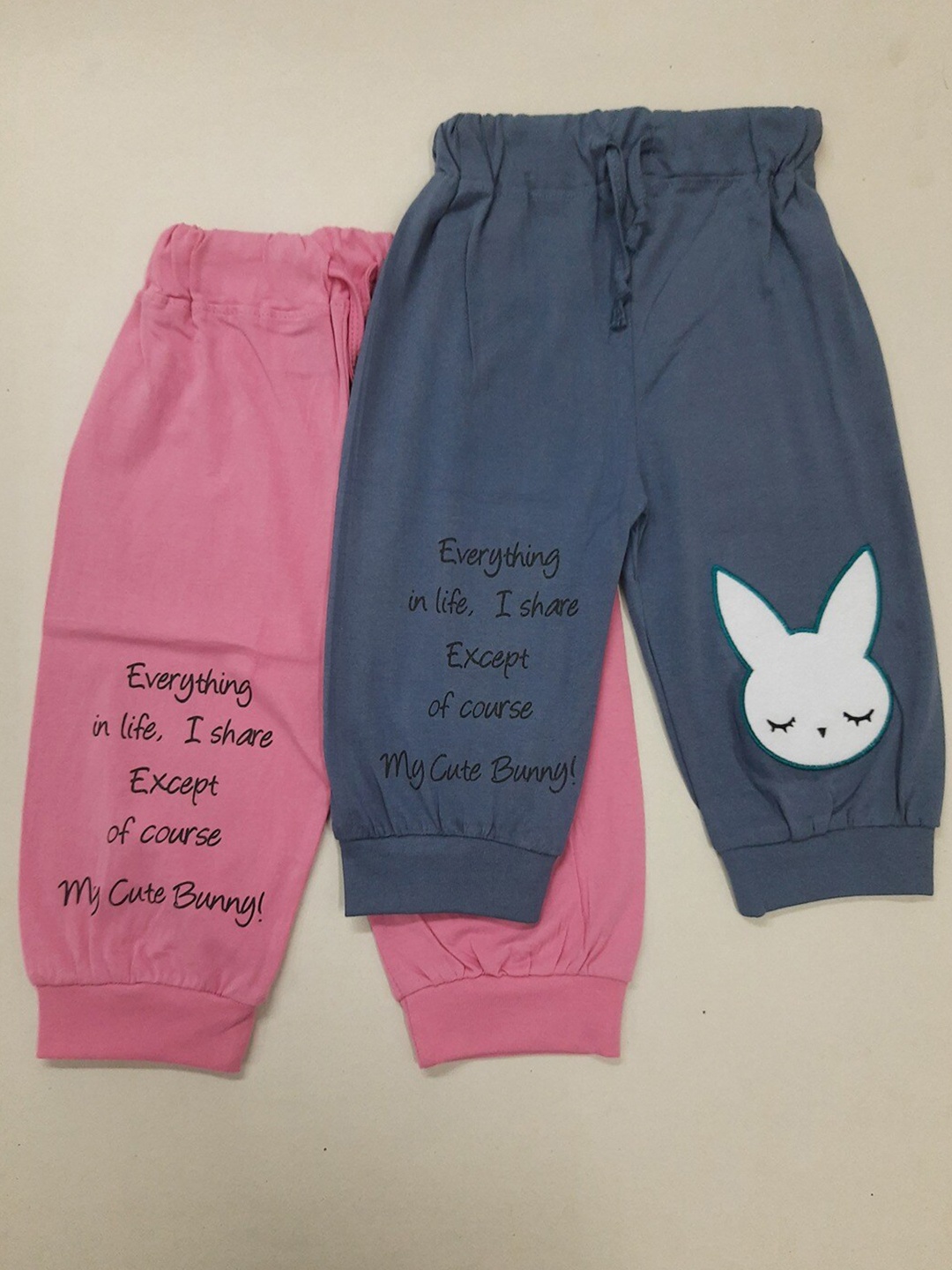 

BAESD Girls Pack Of 2 Typography Printed Pure Cotton Capris, Grey