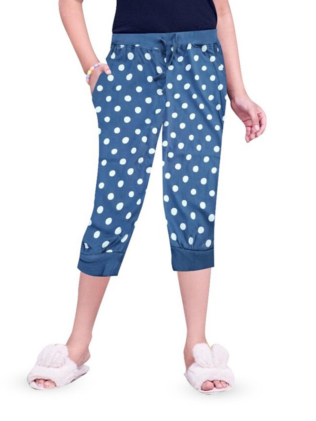 

BAESD Girls Polka Dots Printed Pure Cotton Capri, Blue