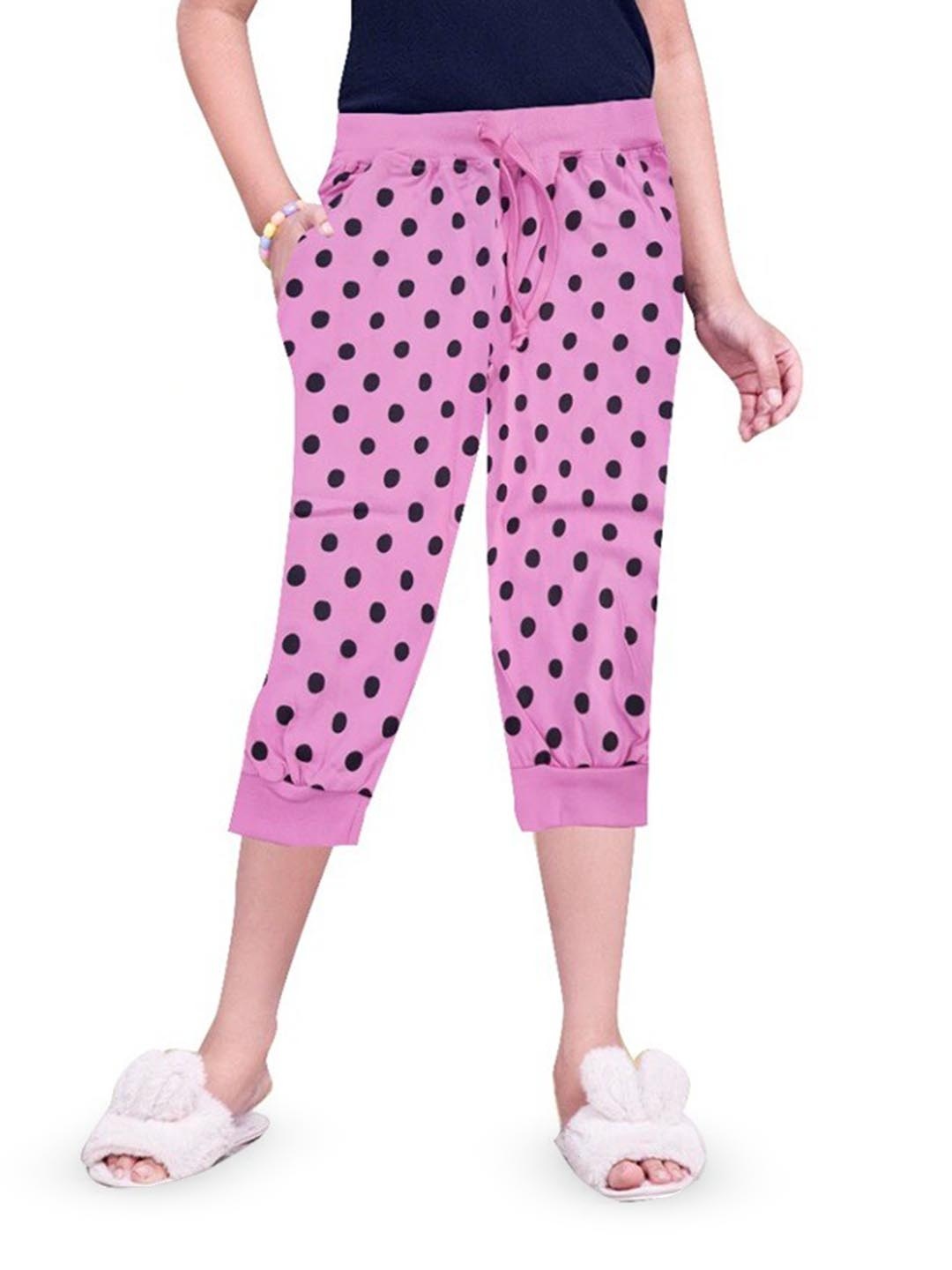 

BAESD Girls Polka Dots Printed Pure Cotton Capri, Pink