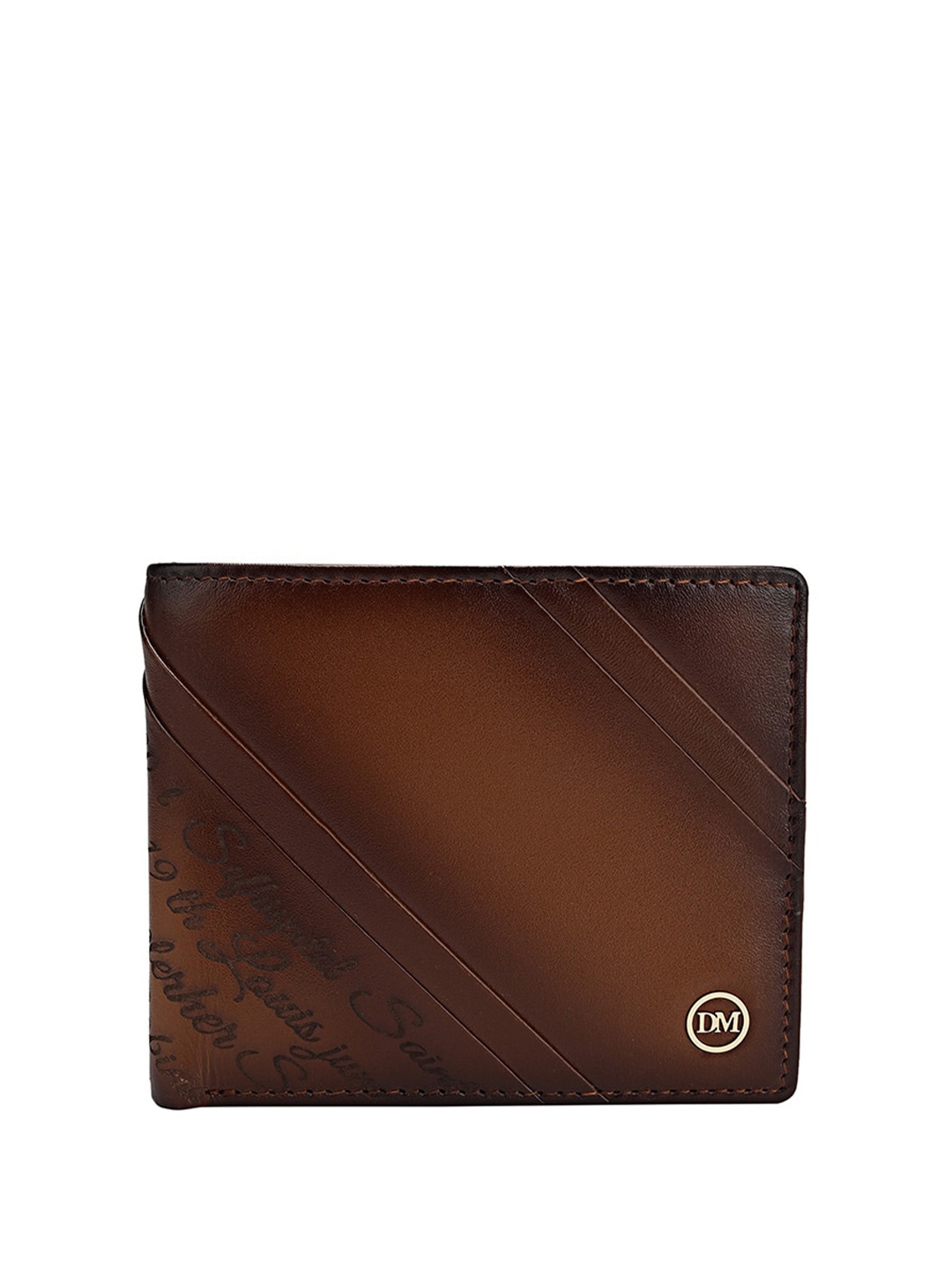 

Da Milano Men Leather Typography Printed Two Fold Wallet, Brown