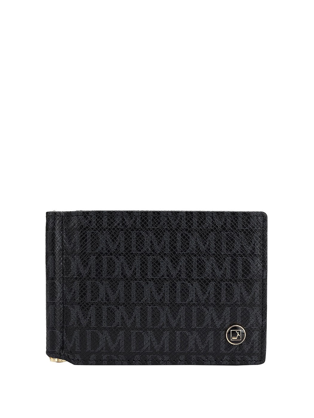 

Da Milano Unisex Leather Brand Logo Printed Money Clip, Black