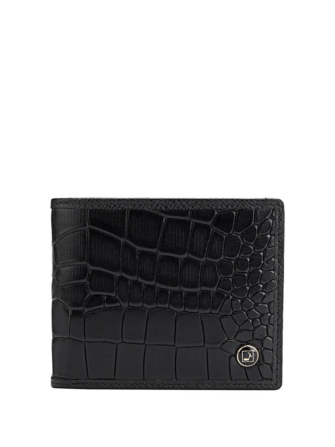 

Da Milano Men Leather Textured Two Fold Wallet, Black