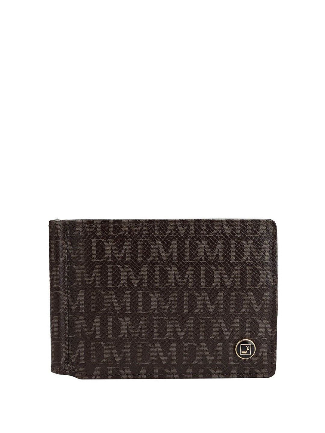 

Da Milano Unisex Leather Brand Logo Printed Money Clip, Brown