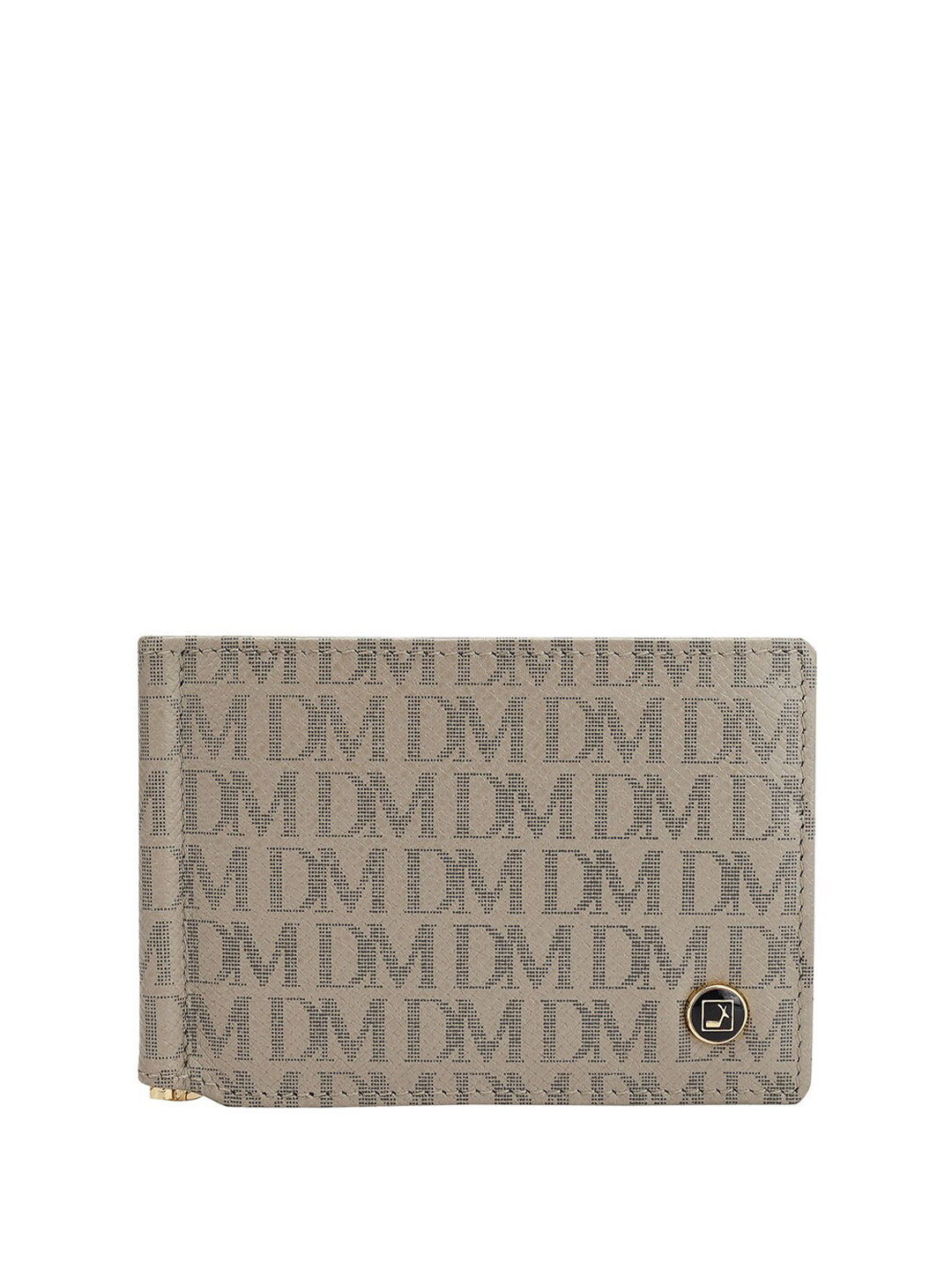 

Da Milano Unisex Leather Brand Logo Printed Money Clip, Cream