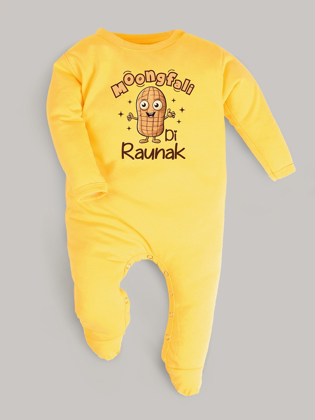 

FFLIRTYGO Infants Typography Printed Pure Cotton Sleepsuit, Yellow