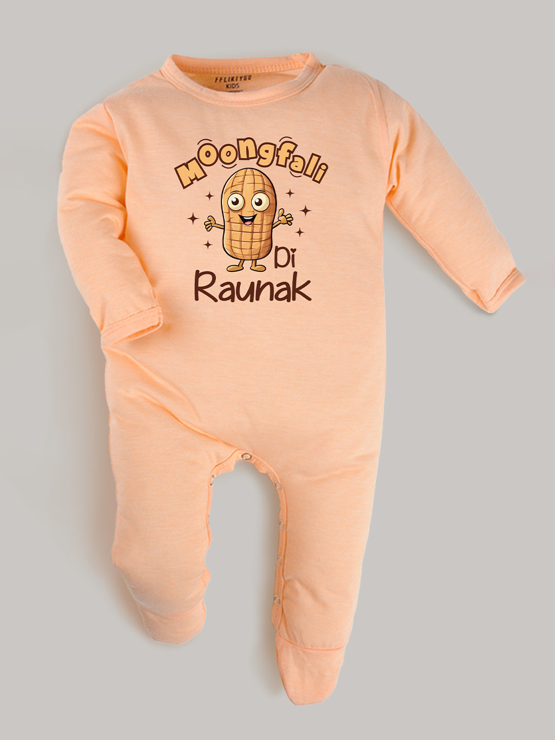 

FFLIRTYGO Infants Typography Printed Pure Cotton Sleepsuit, Peach