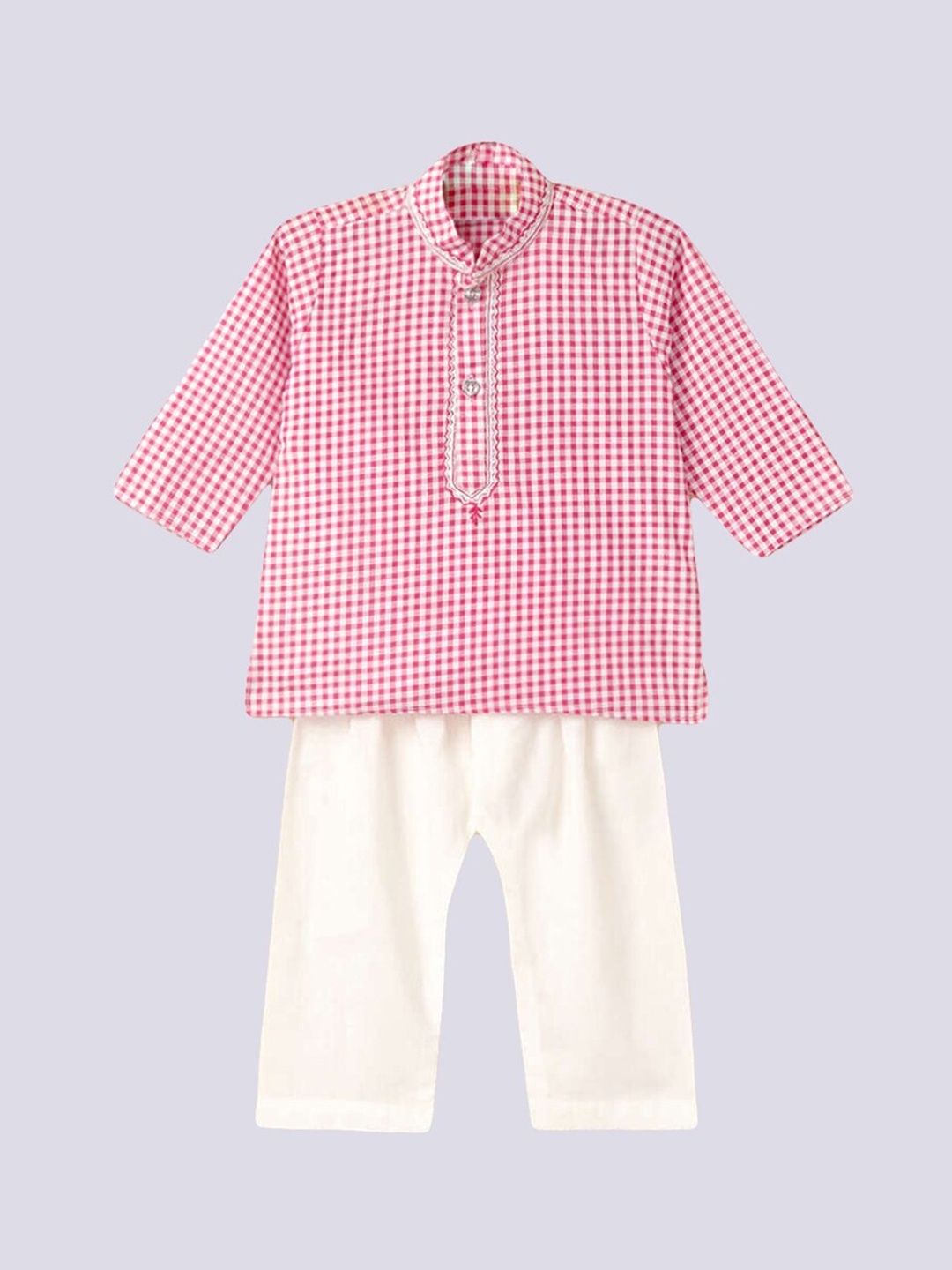 

The Magic Wand Infant Boys Checked Pure Cotton Kurta with Pyjamas, Pink