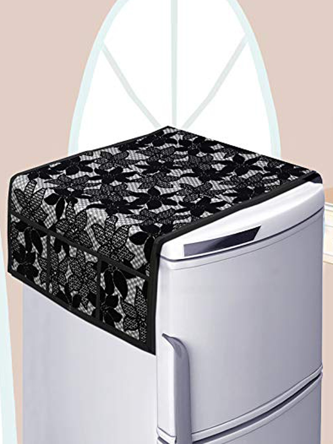 

Dakshya Industries Black & Grey Printed Fridge Top Cover