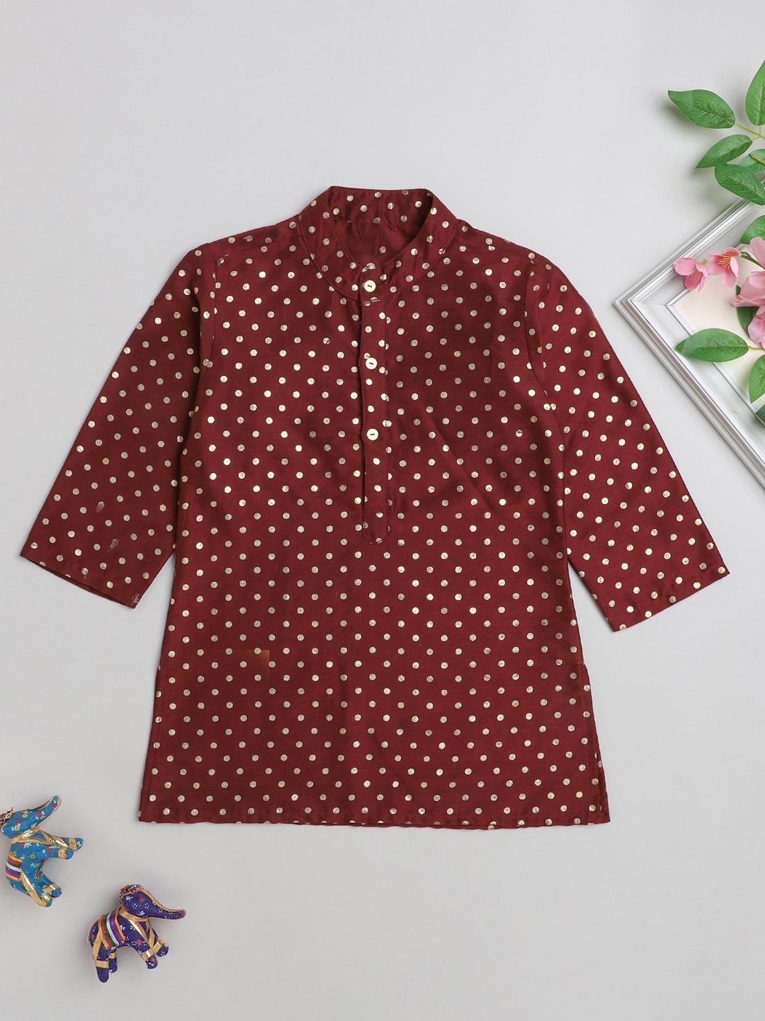 

The Magic Wand Printed Mandarin Collar Kurta, Maroon