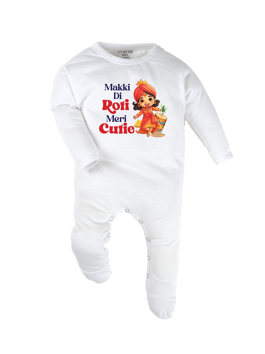 

FFLIRTYGO Infants Typography Printed Pure Cotton Sleepsuit, White