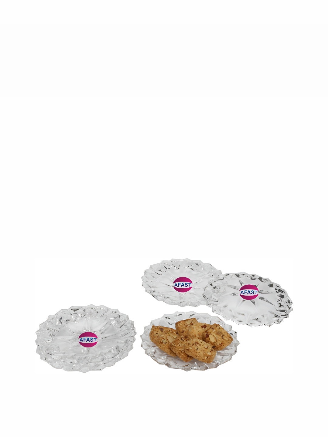 

Afast Transparent 4 Pieces Glass Dishwasher Safe Serving Food Platters