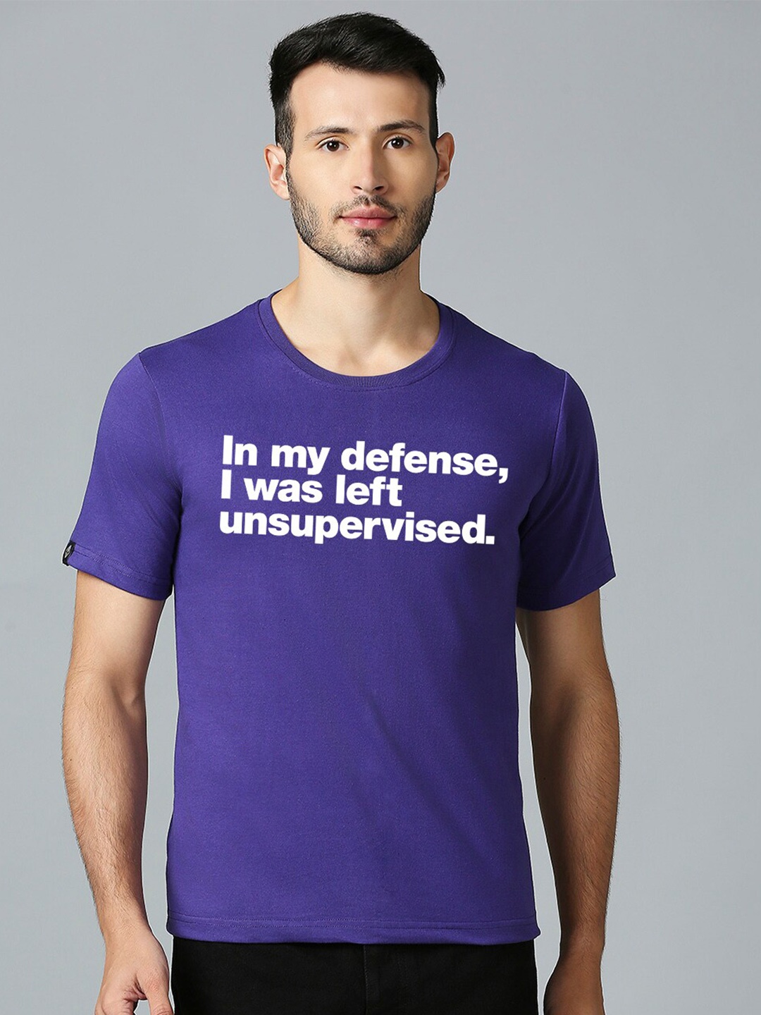 

MOD ECRU Unisex Typography Printed Regular Fit Cotton T-shirt, Purple