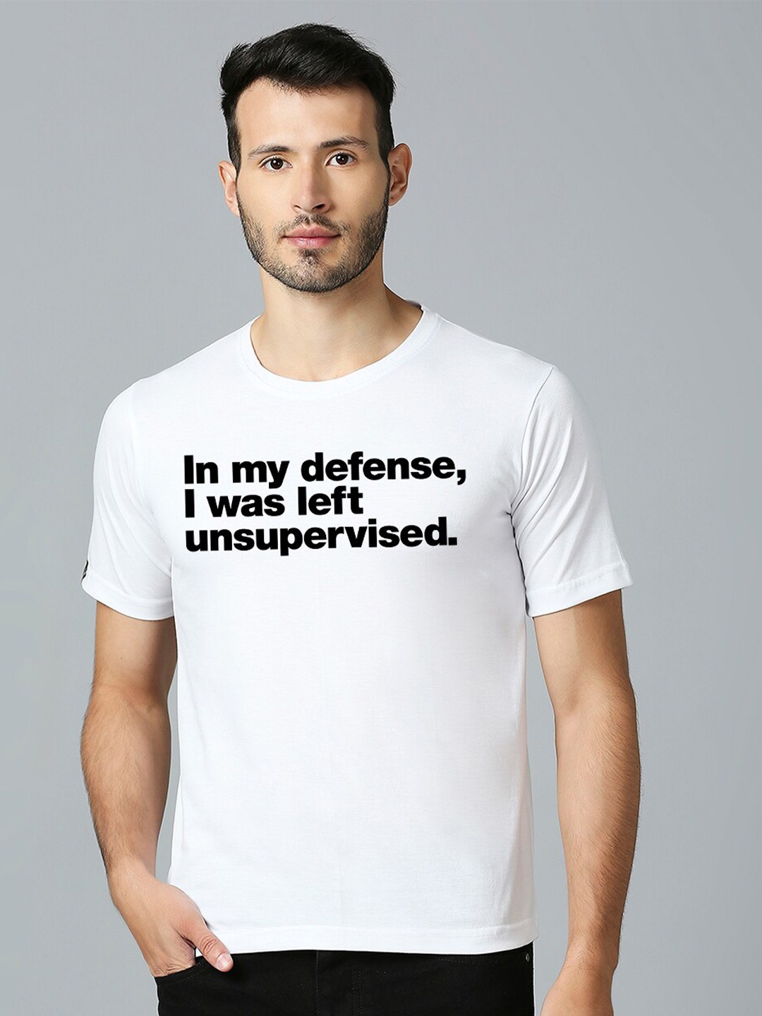 

MOD ECRU Unisex Typography Printed Regular Fit Cotton T-shirt, White