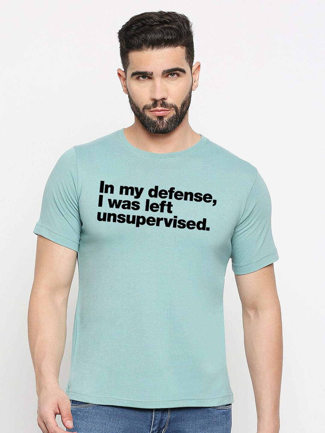 

MOD ECRU Unisex Typography Printed Regular Fit Cotton T-shirt, Green