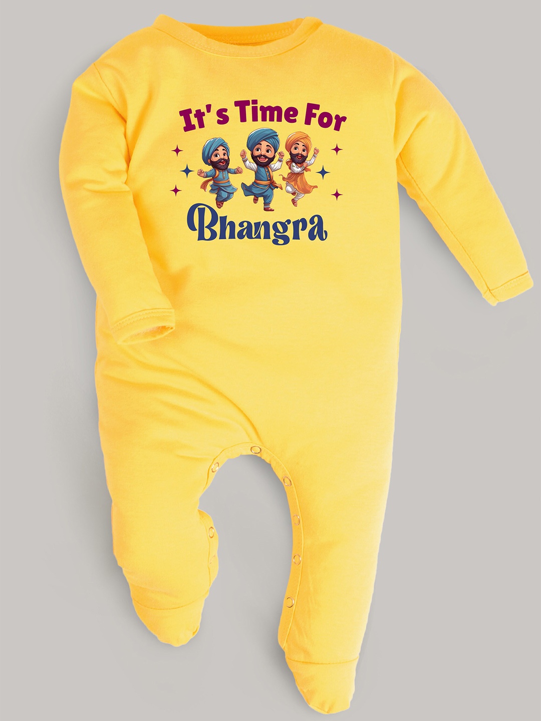 

FFLIRTYGO Infants Typography Printed Pure Cotton Sleepsuit, Yellow