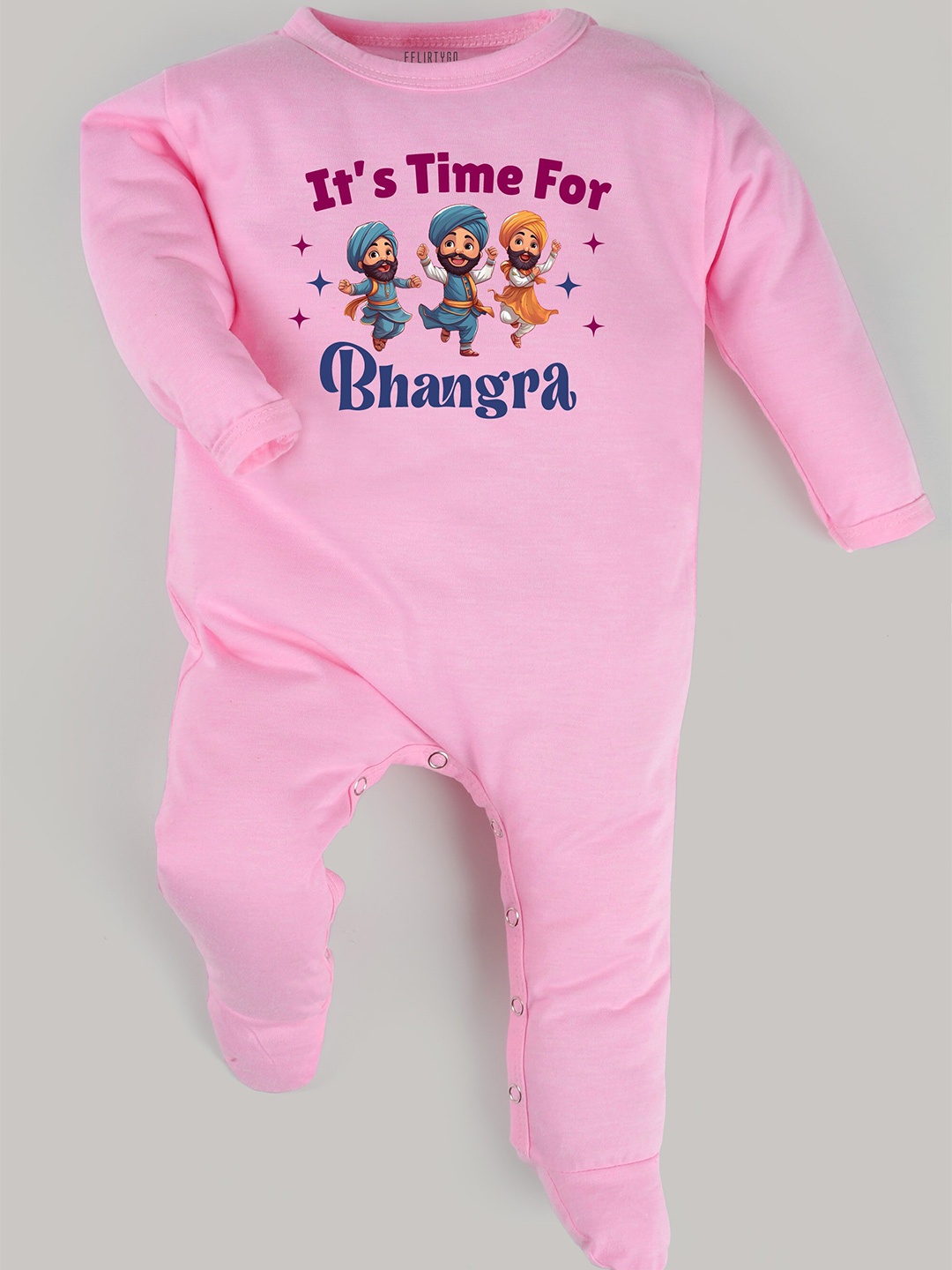 

FFLIRTYGO Infants Typography Printed Pure Cotton Sleepsuit, Pink