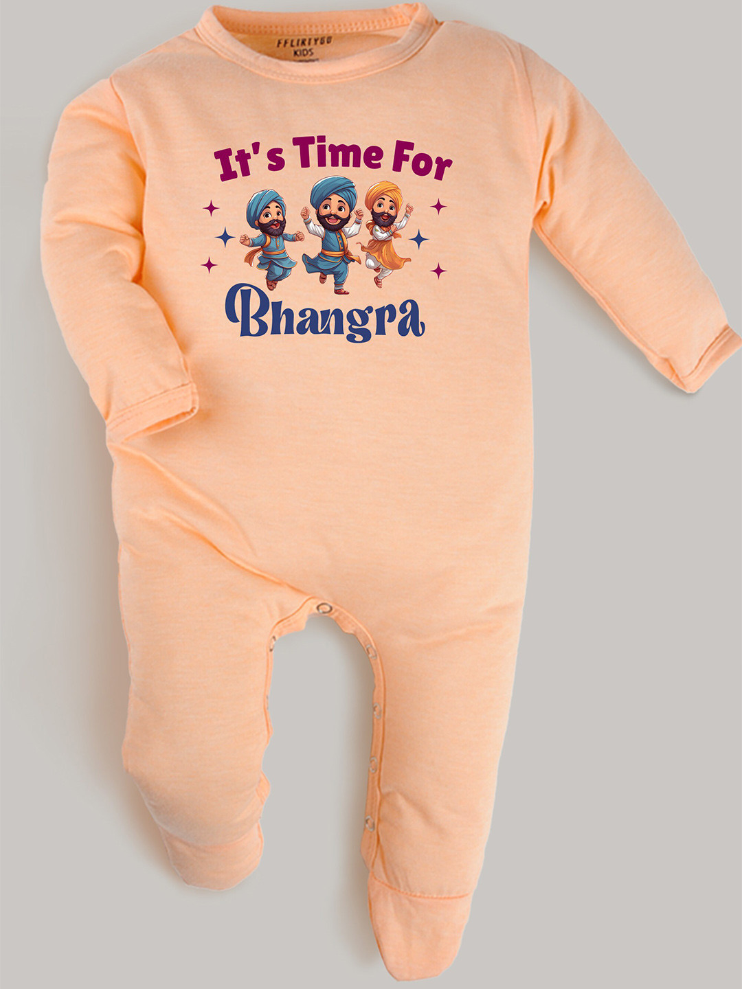 

FFLIRTYGO Infants Typography Printed Pure Cotton Sleepsuit, Peach