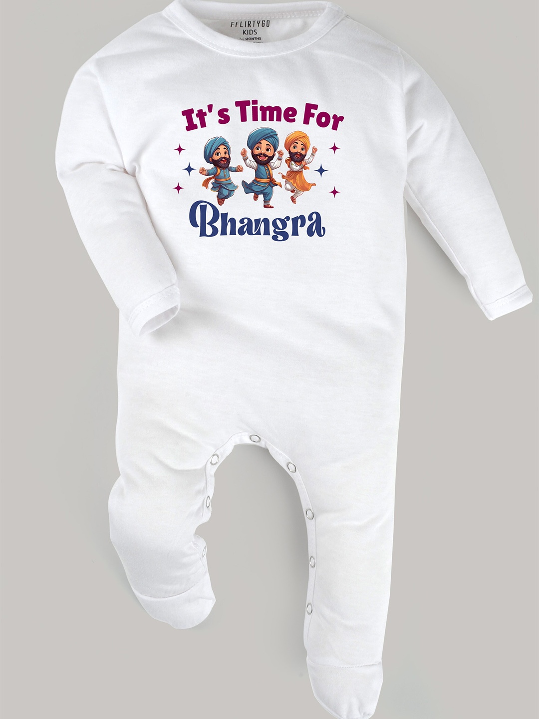 

FFLIRTYGO Infants Typography Printed Pure Cotton Sleepsuit, White