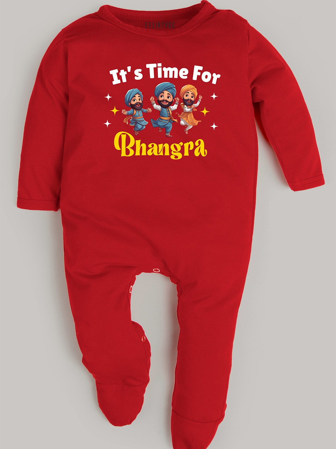 

FFLIRTYGO Infants Typography Printed Pure Cotton Sleepsuit, Red