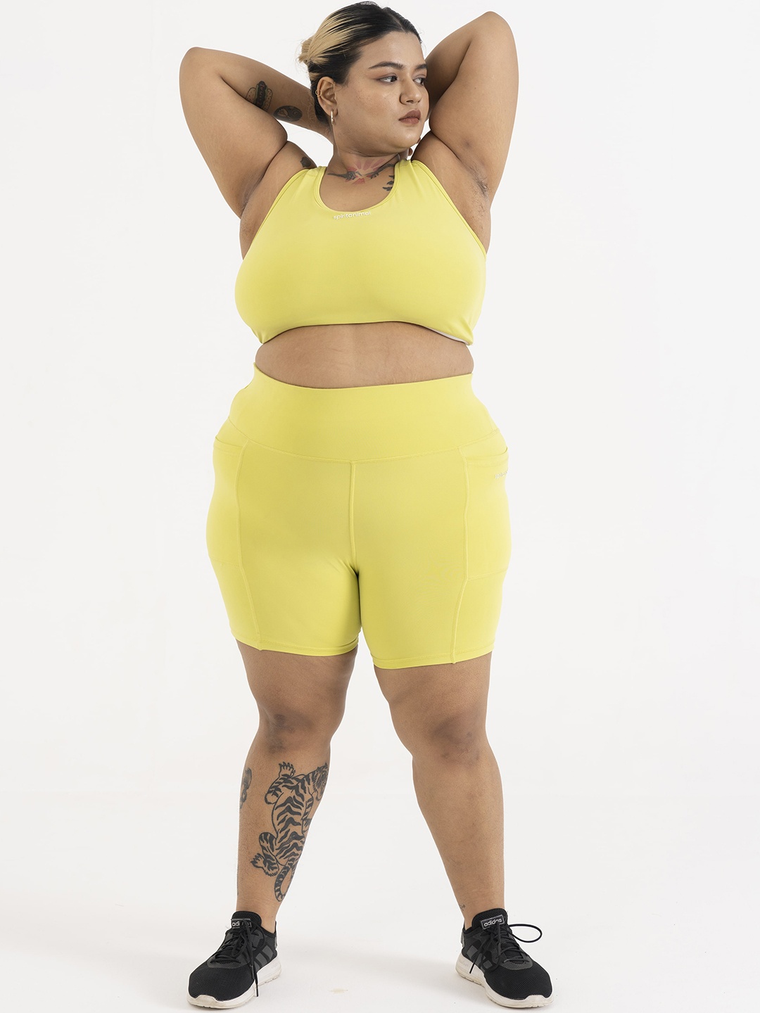 

SPIRIT ANIMAL Women Plus Size High-Rise Training or Gym Sports Shorts, Green