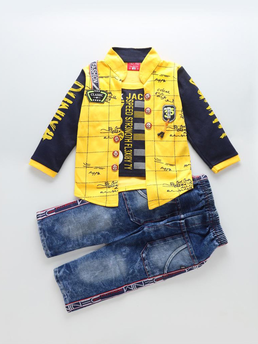 

BAESD Boys Printed Shirt With Trousers, Yellow