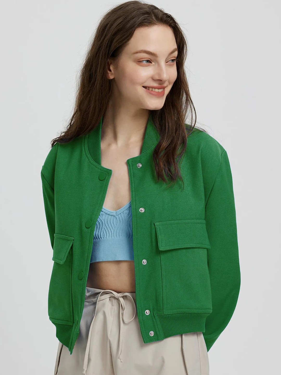 

Kotty Stand Collar Fleece Bomber Jacket, Pink