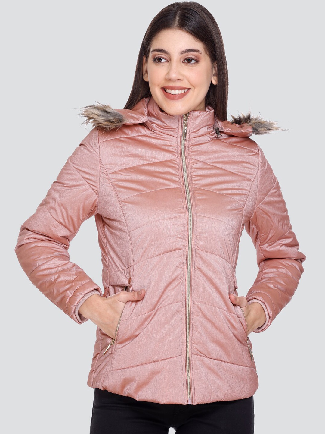 

PEPLS Hooded Padded Jacket, Pink
