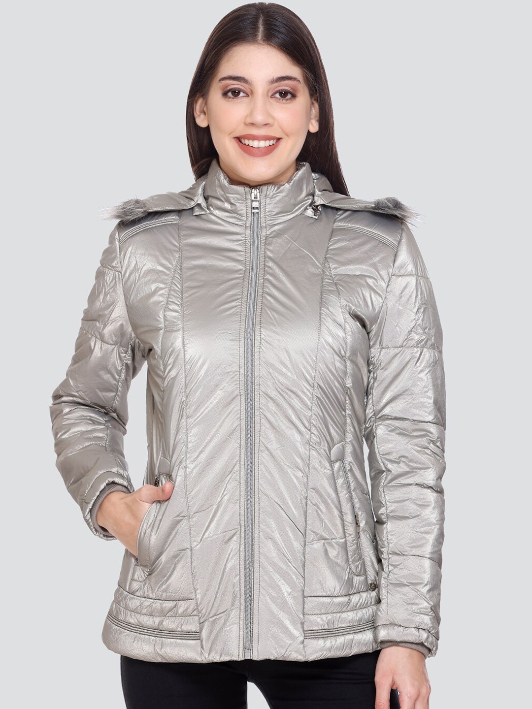 

PEPLS Hooded Padded Jacket, Silver