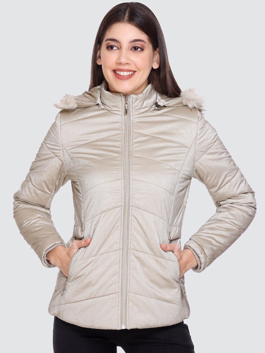 

PEPLS Hooded Padded Jacket, Beige