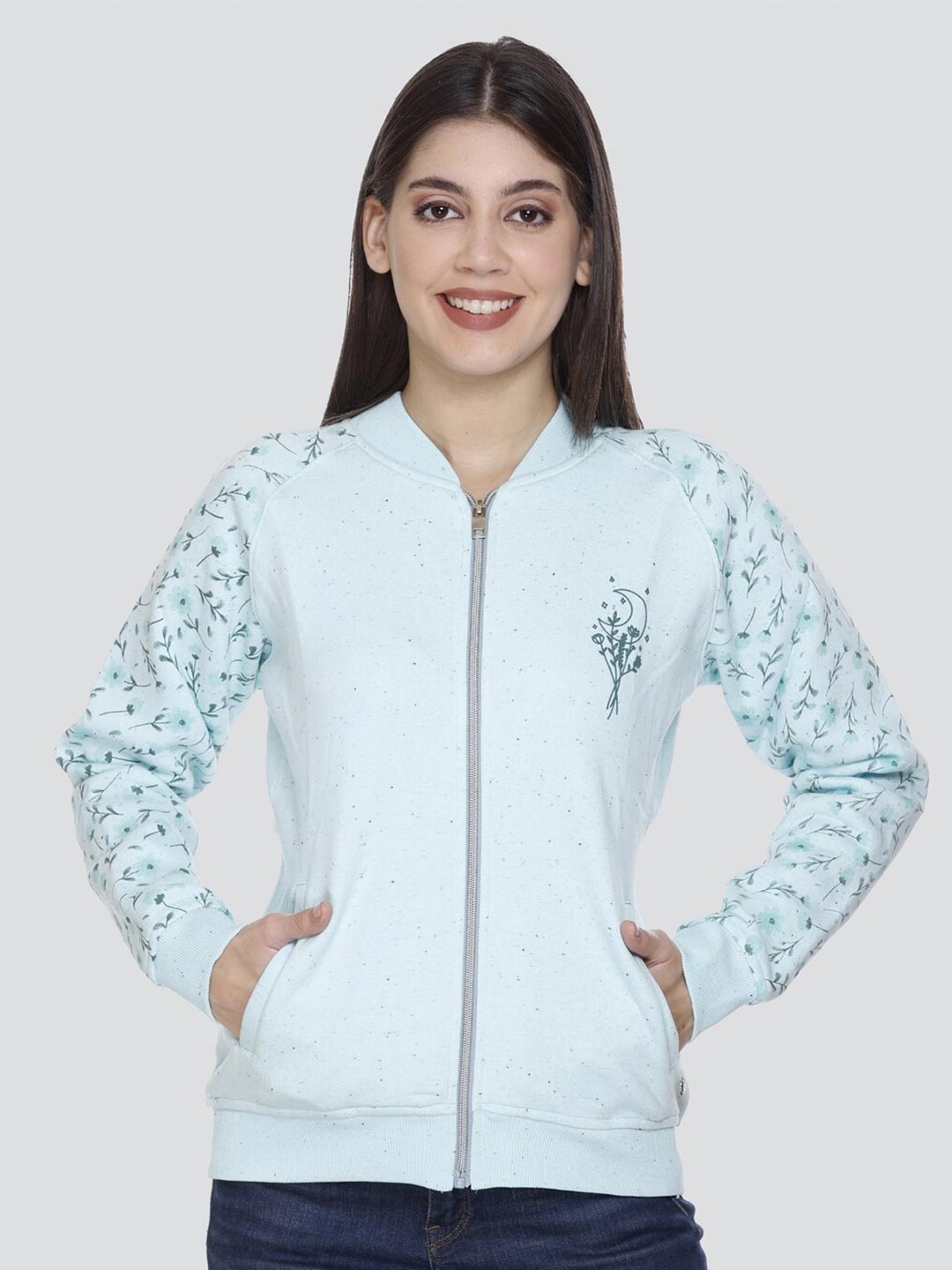 

PEPLS Floral Printed Fleece Sweatshirt, Blue