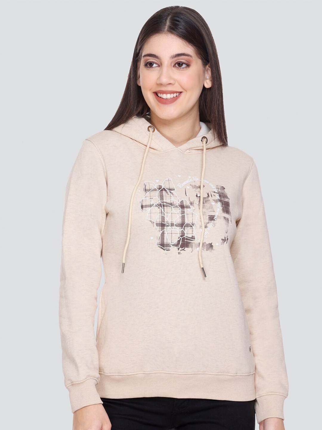 

PEPLS Abstract Printed Hooded Fleece Sweatshirt, Cream