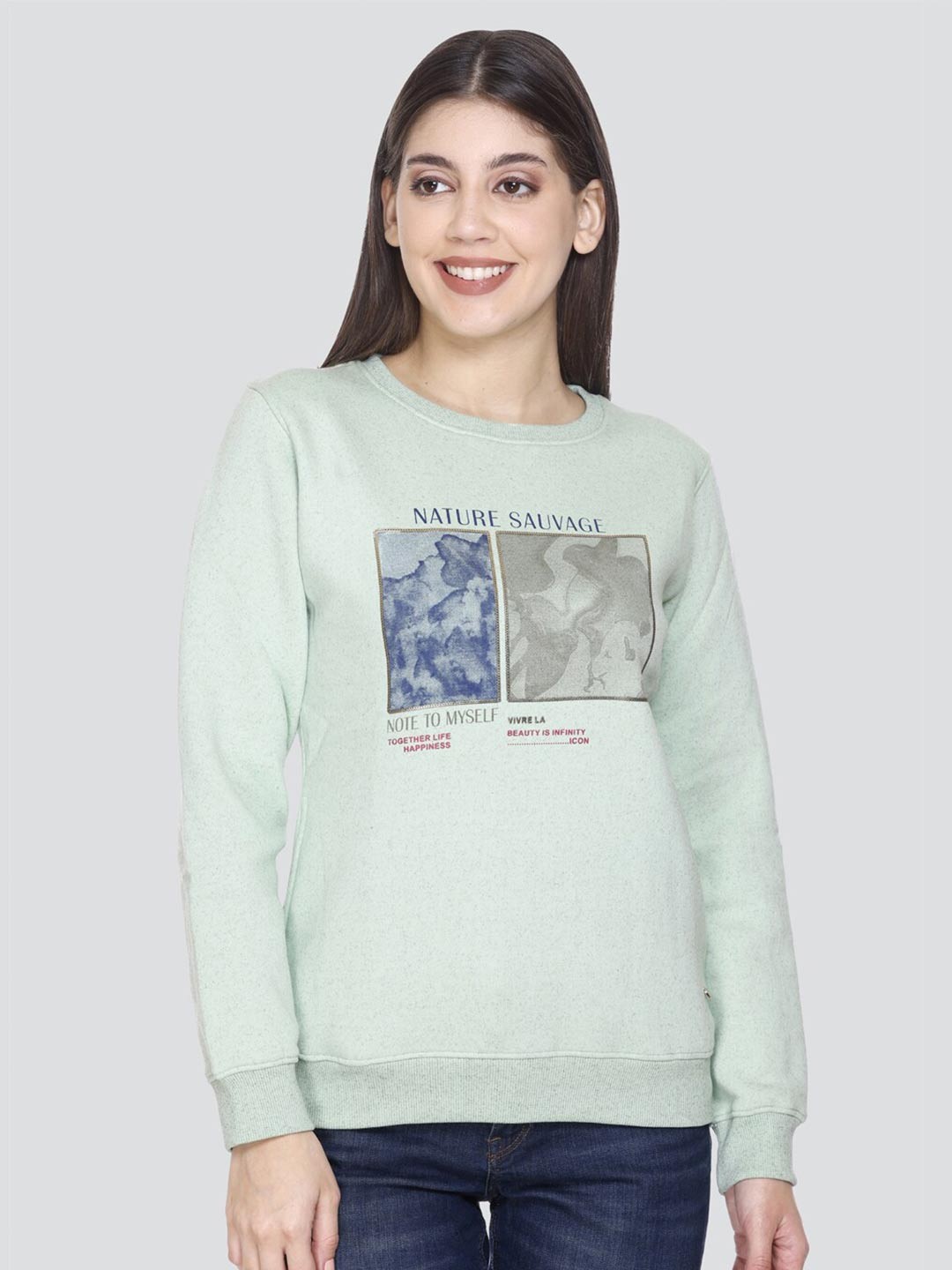 

PEPLS Graphic Printed Fleece Sweatshirt, Green
