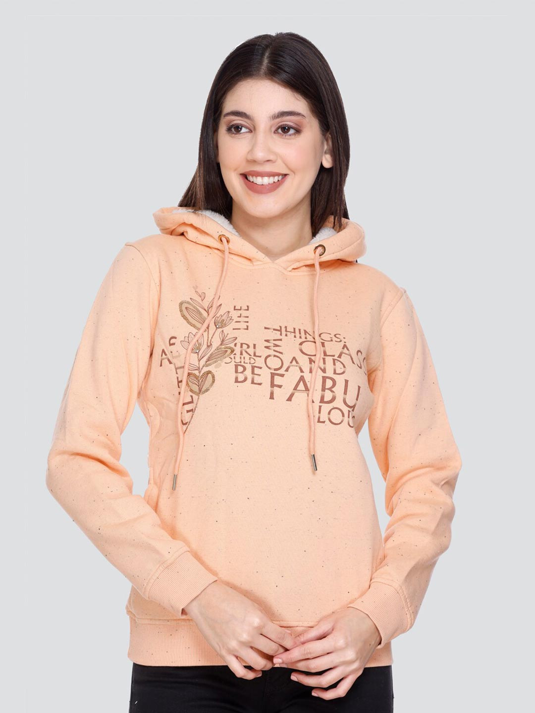 

PEPLS Typographic Printed Hooded Fleece Sweatshirt, Orange