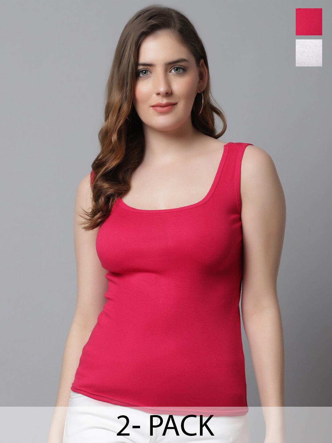 

KEX Pack Of 2 Sleeveless Tank Top, Pink