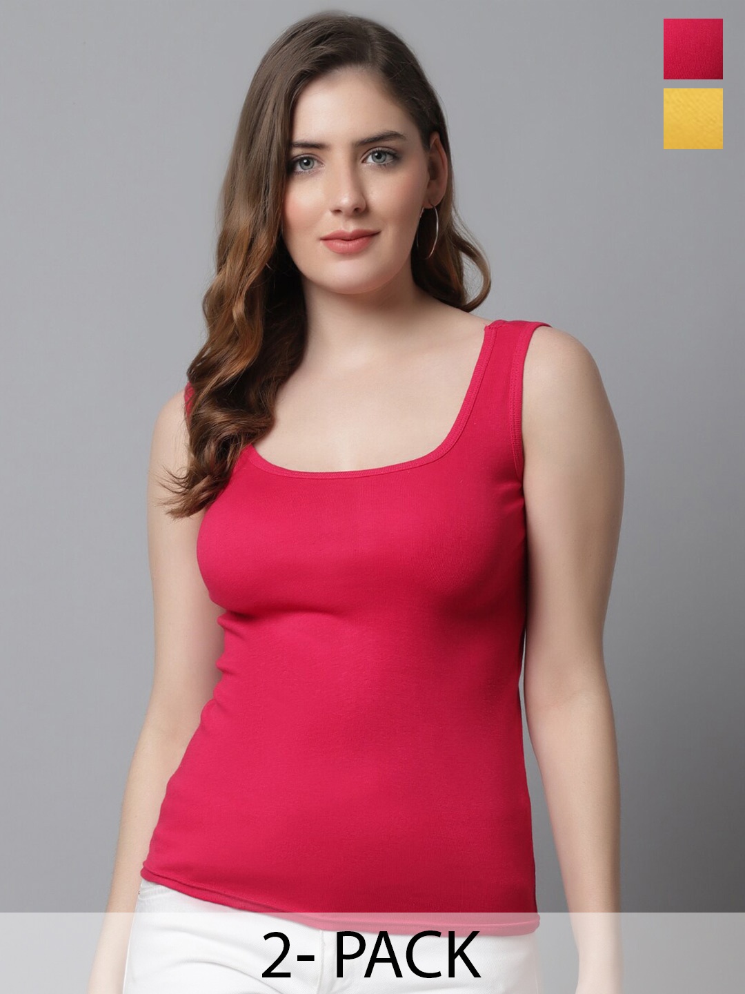

KEX Pack Of 2 Sleeveless Tank Top, Pink
