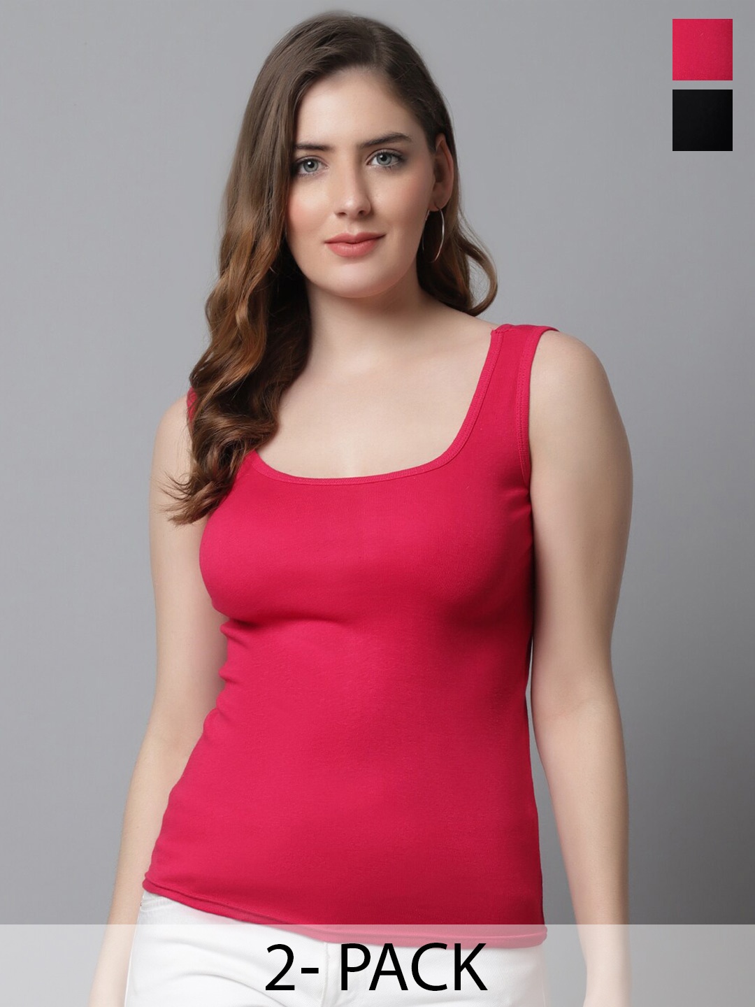 

KEX Pack Of 2 Sleeveless Tank Top, Pink