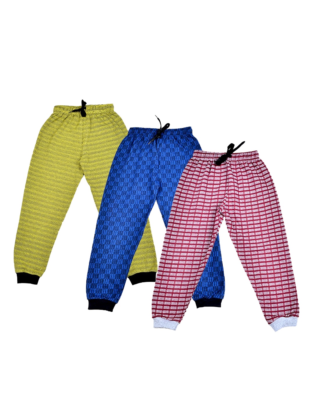 

BAESD Kids Pack Of 3 Checked Pure Cotton Joggers, Pink