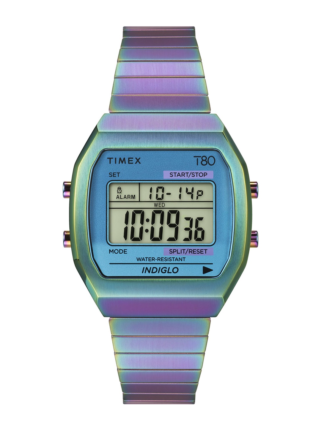 

Timex Women Ombre Printed Stainless Steel Bracelet Style Square Digital Watch TW2V74600X8, Blue