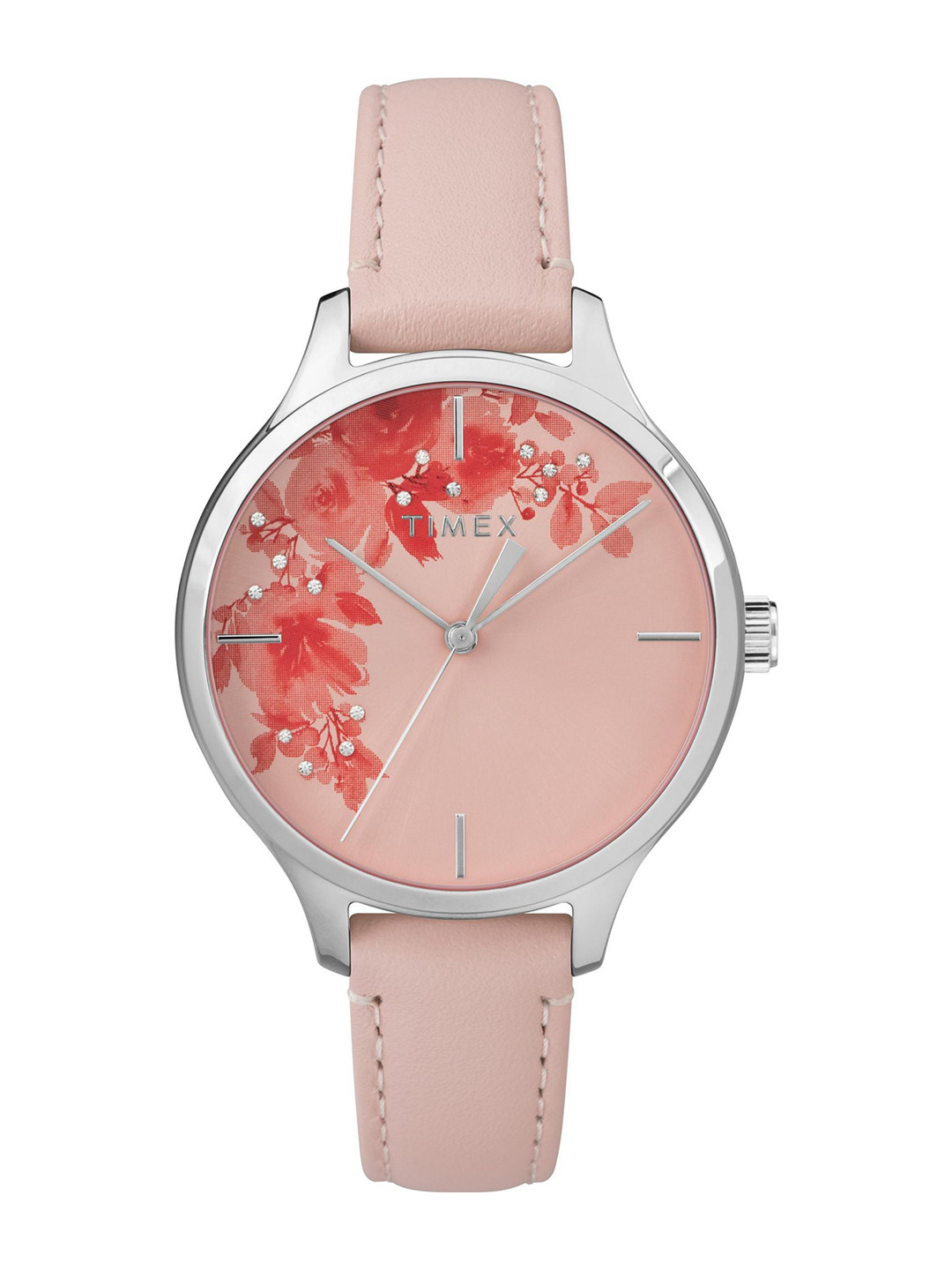 

Timex Women Brass Printed Dial & Leather Straps Analogue Watch TW2R66600UJ, Pink