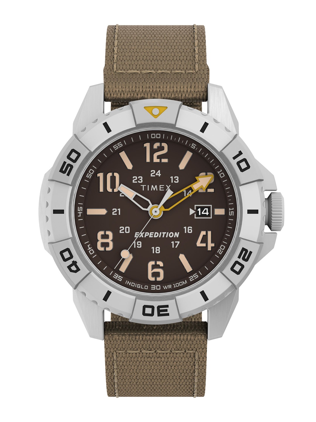 

Timex Men Textured Dial & Canvas Straps Analogue Watch TW2V62400X6, Brown