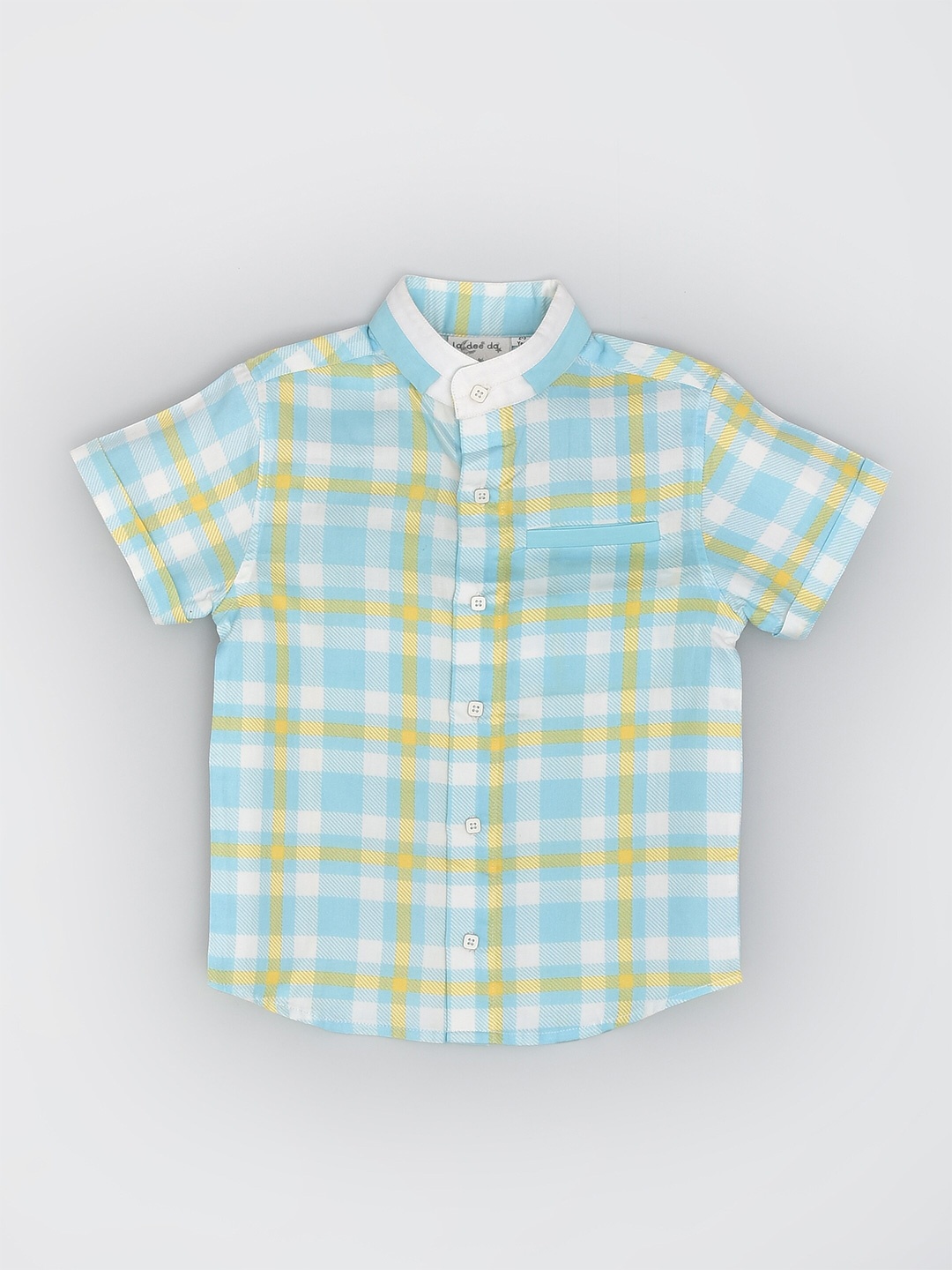 

BAESD Boys Windowpane Checks Pure Cotton Shirt, Blue