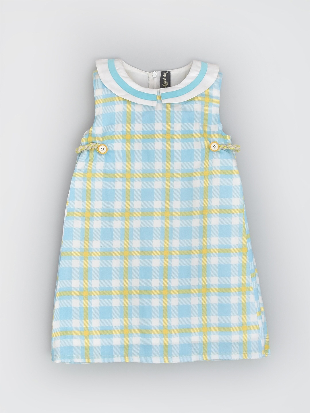 

BAESD Girls Peter Pan Collar Checked A-Line Dress, Blue