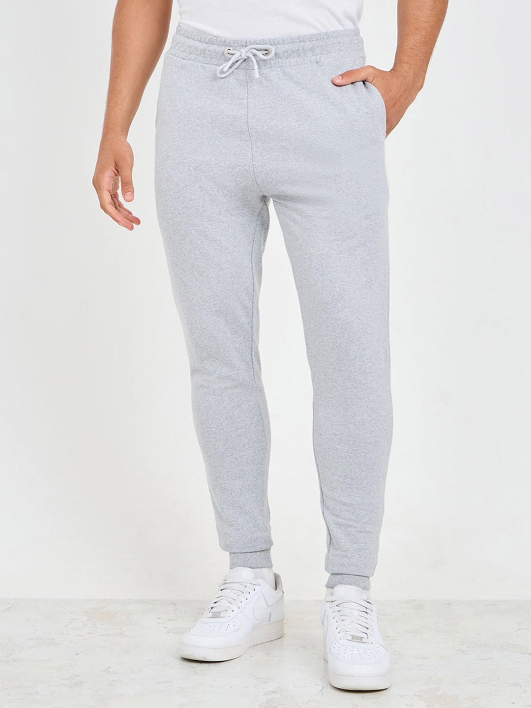 

Styli Men Eco-Earth Slim Fit Cotton Terry Joggers, Grey