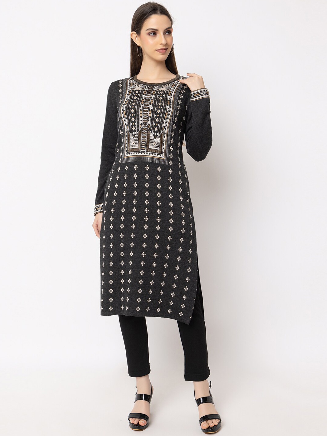 

KEIKO Women Charcoal Floral Regular Palazzos &