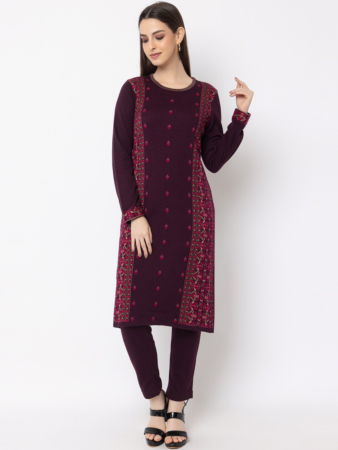 

KEIKO Ethnic Motifs Printed Kurta & Trouser, Mauve