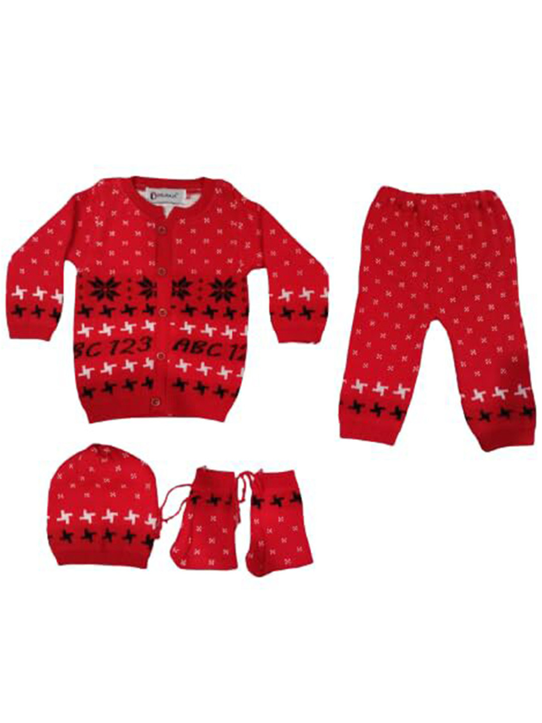 

BAESD Infant Kids Printed Woolen Baby Apparel Set, Red