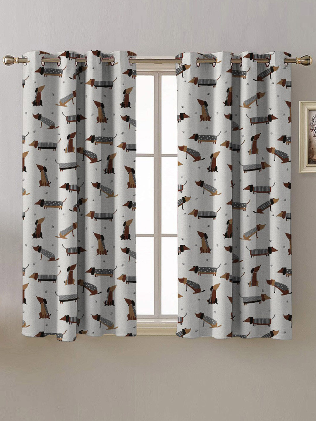 

SPACES Grey 2 Pieces Quirky Room Darkening Window Curtain, White